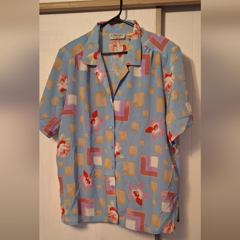 Vintage Donnkenny Blouse size 2X Women's Casual Vacation Summer 100% Polyester